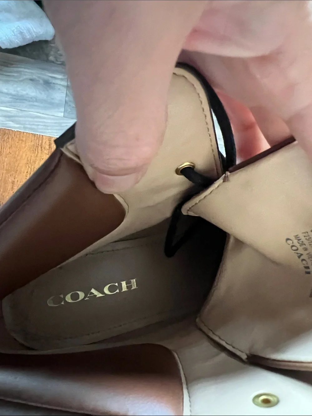 Coach Brown Black Signature Lug Boot